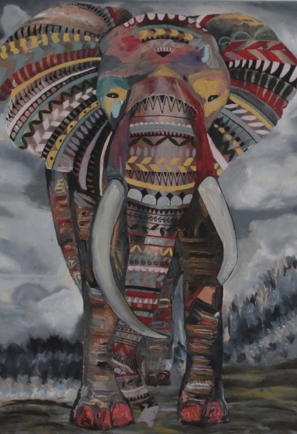 Patterned African elephant painting by Niharika